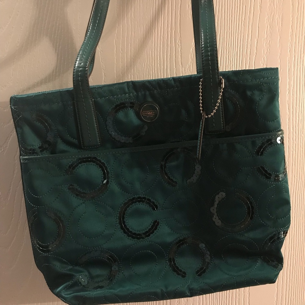 Sparkly Green Coach bag